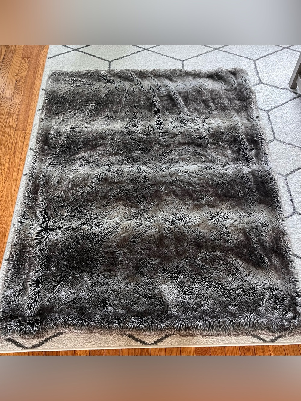 The Cashmere Project Faux Fur Plush Throw Bed Chair Blanket Brown/Gray 50”x60”